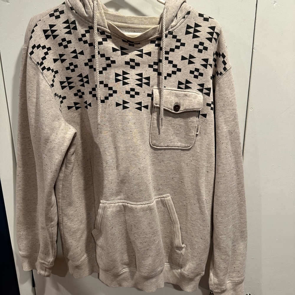 Vans Men's Beige Hoodie with Black Logo